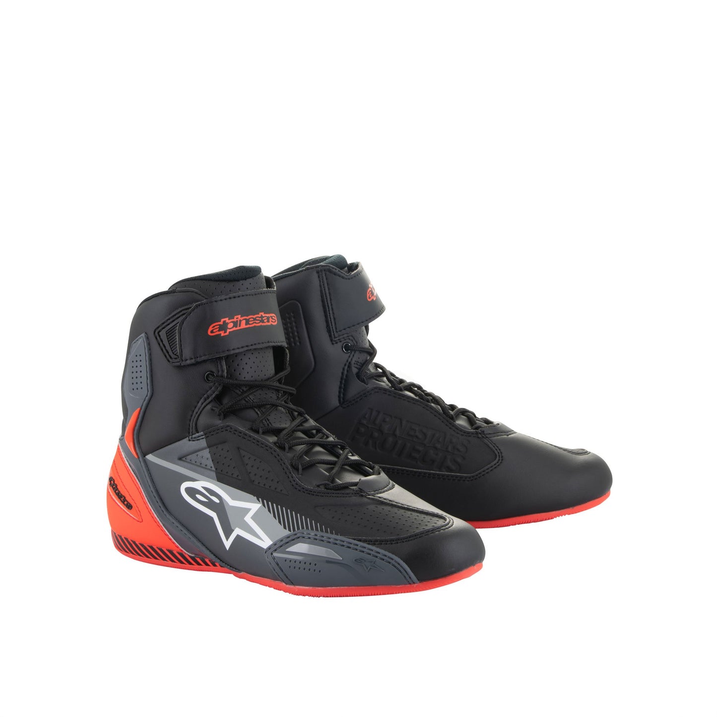 Alpinestars Faster3 Motorcycle Shoes - Black / Grey / Red Fluo