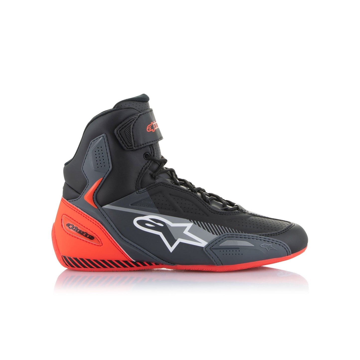 Alpinestars Faster3 Motorcycle Shoes - Black / Grey / Red Fluo