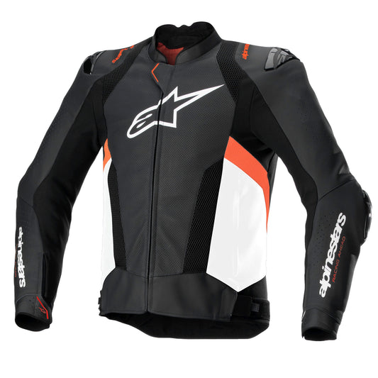 Alpinestars Missile V3 Airflow Leather Jacket - Black / White / Red Fluo