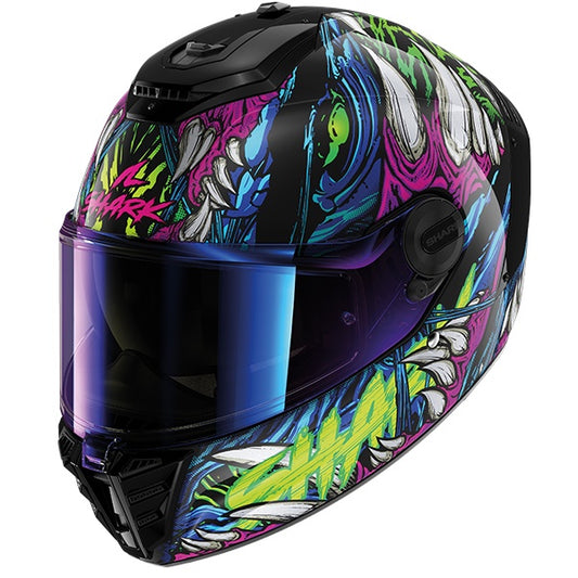 Shark Spartan RS Full Face Helmet - SHAYTAN KGV - Blue / Green / Purple