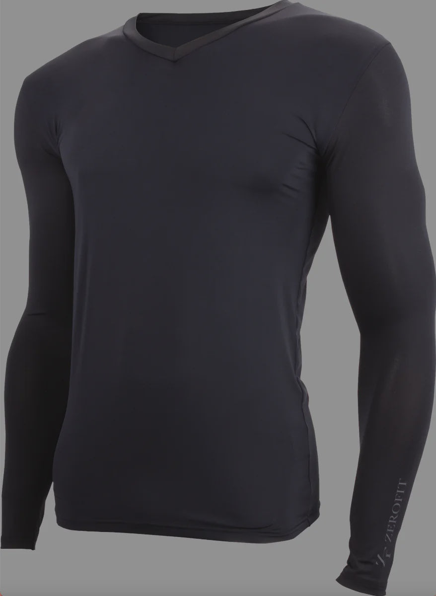 Zerofit Cold Skin V Neck Baselayer Top - Black