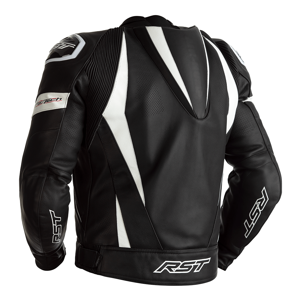 RST Tractech Evo 4 CE Mens Leather Jacket - Black / White .