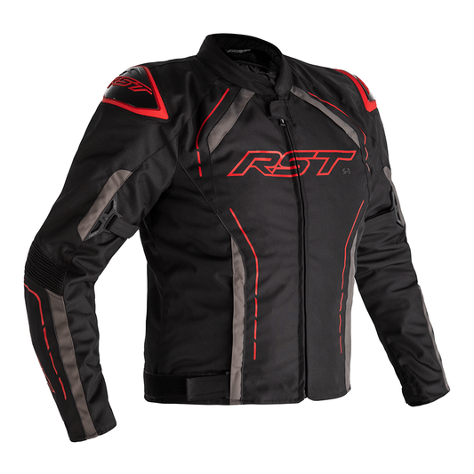 RST S1 CE Mens Textile Jacket - Black / Grey / Red .