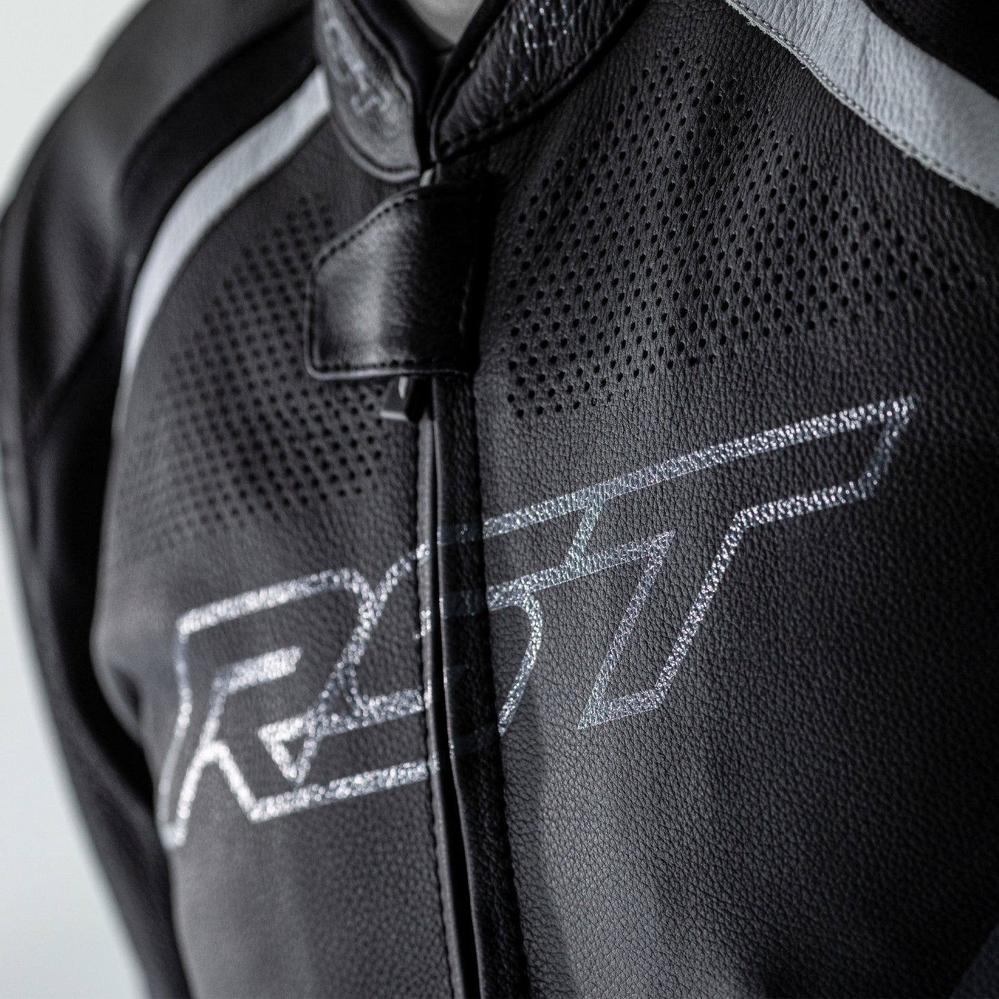 RST Sabre Airbag CE Mens Leather Jacket - Black / White