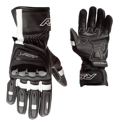 RST Pilot CE Mens Leather Gloves - Black / White