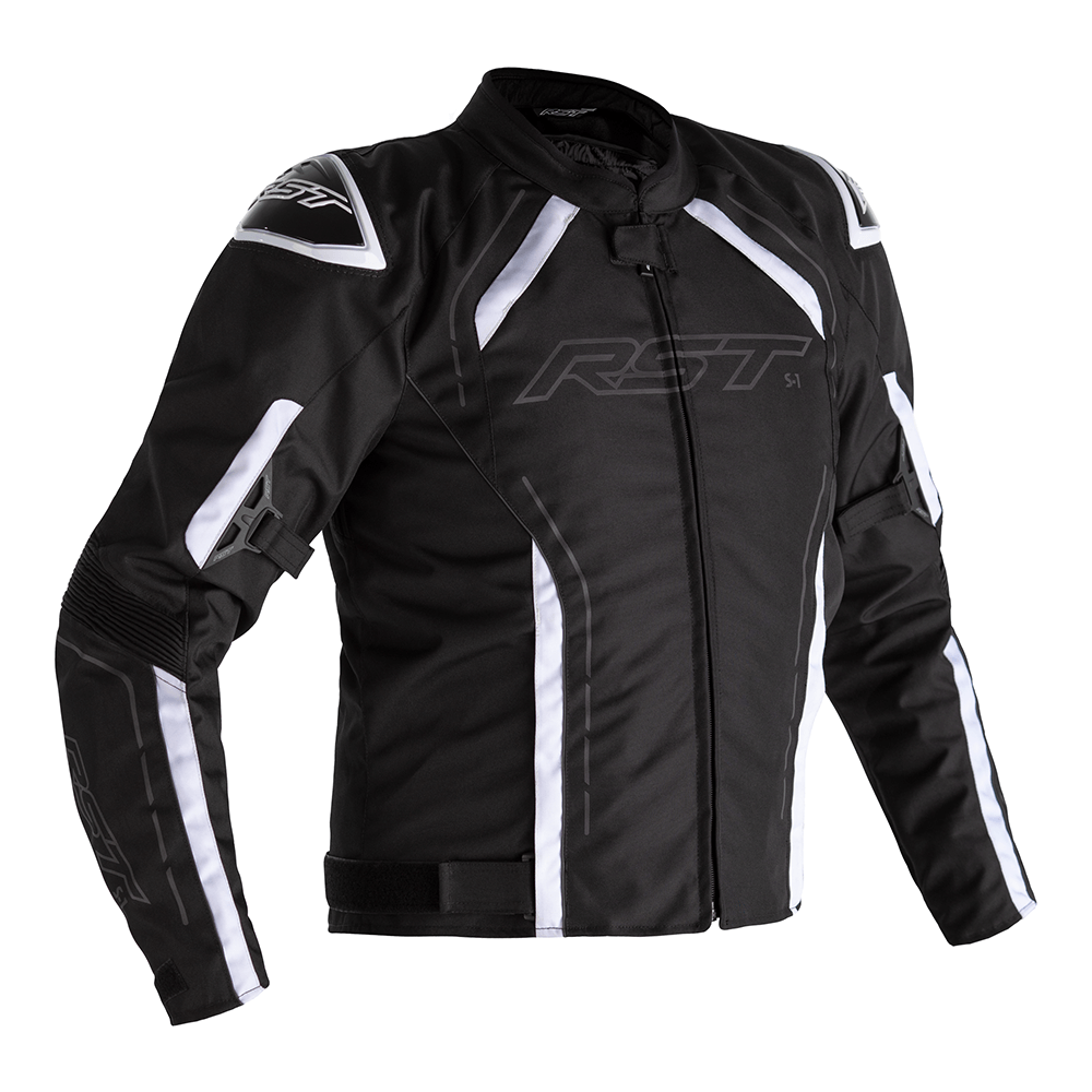 RST S1 CE Mens Textile Jacket - Black / Black / White .