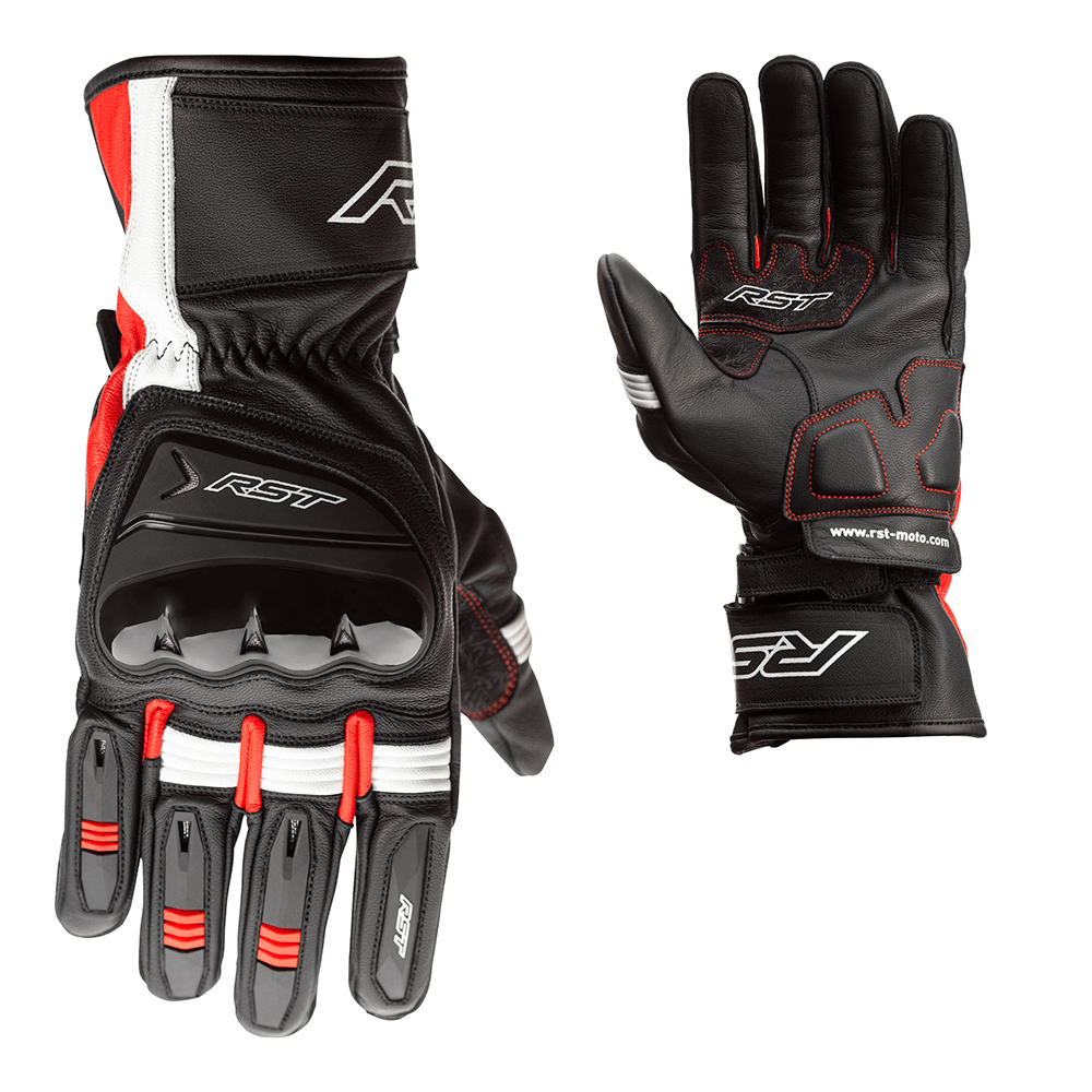 RST Pilot CE Mens Leather Gloves - Black / Red / White