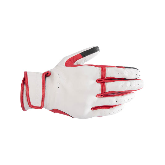 Alpinestars Dyno Short Leather Gloves - Ecru Ruby Red