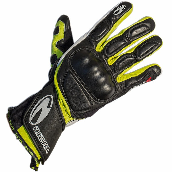 Richa WSS Leather Gloves - Black / Yellow