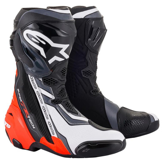 Alpinestars Supertech R Race Boots - Black / Red Fluo / White / Grey