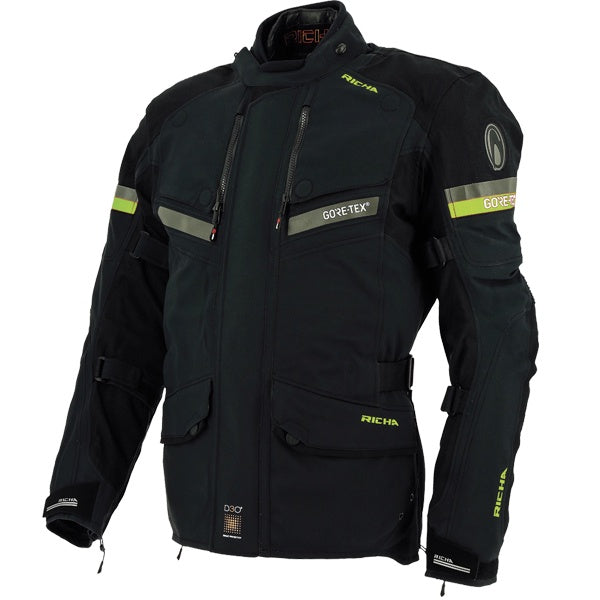 Richa Atlantic Laminated Goretex Men's Jacket - Black / Fluo Yellow .