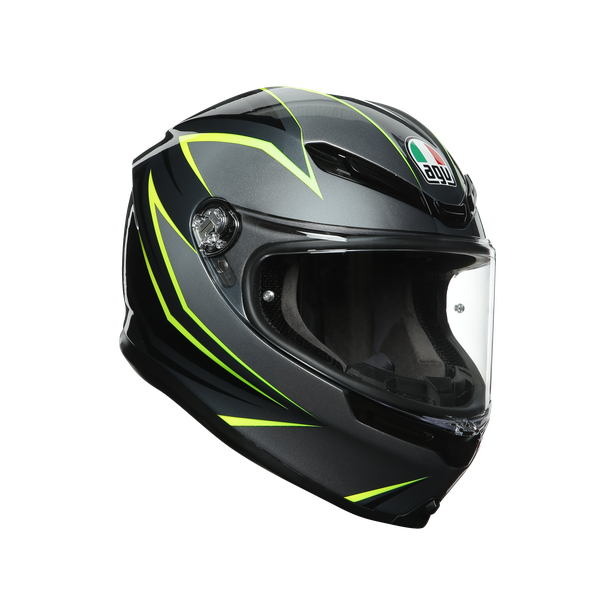 AGV K6 Full Face Helmet - Flash Grey / Black / Yellow / Green .