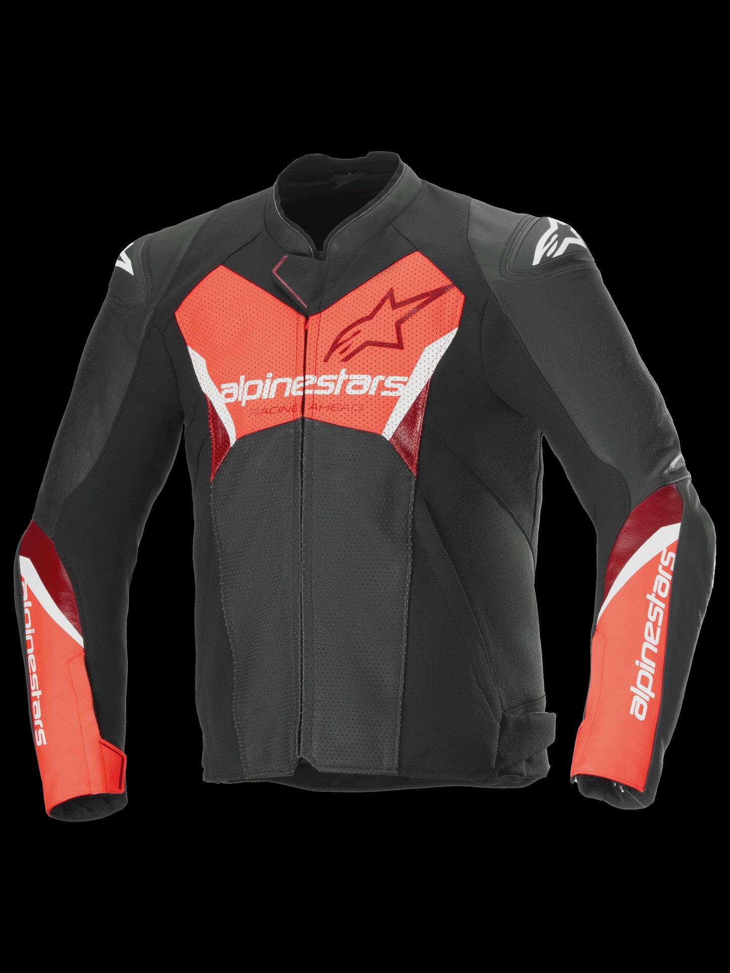 Alpinestars Faster V3 Airflow Leather Jacket - Black / Red Fluo