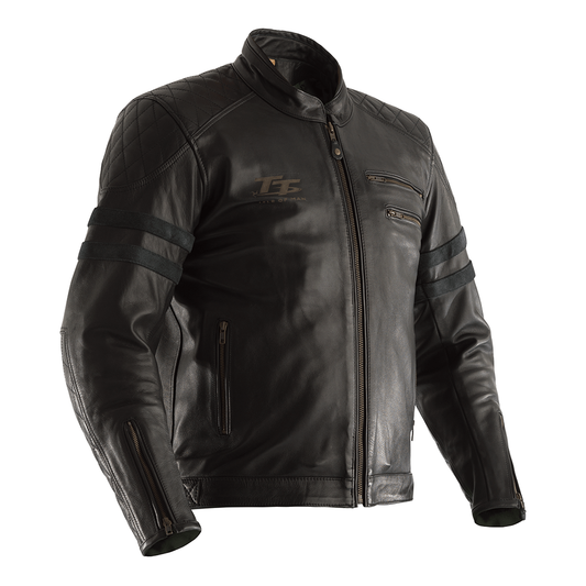 RST IOM TT Hillberry CE Mens Leather Jacket - Black .