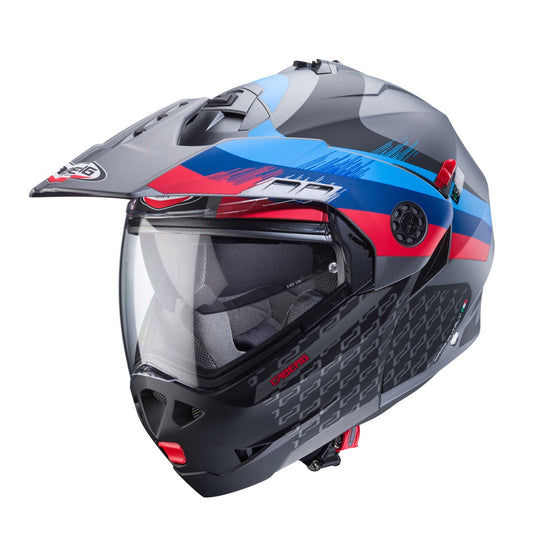 Caberg Tourmax X Flip Front Helmet Sarabe - Matt Gun / Black / Blue / Red