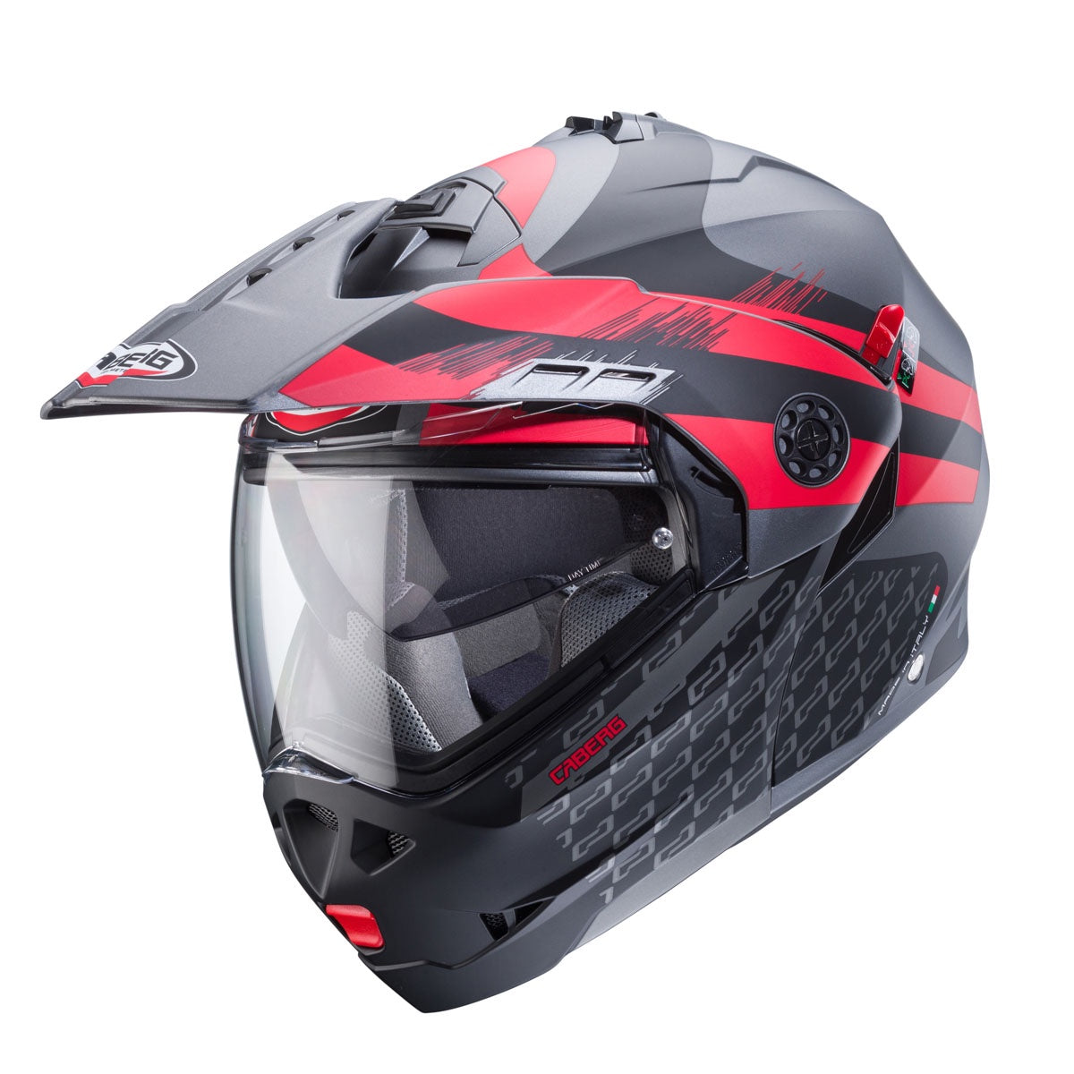 Caberg Tourmax X Flip Front Helmet Sarabe - Matt Gun / Black / Red