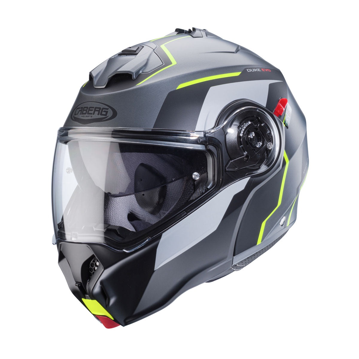 Caberg Duke Evo Flip Front Helmet Move - Matt Gun Metal / Black / Yellow