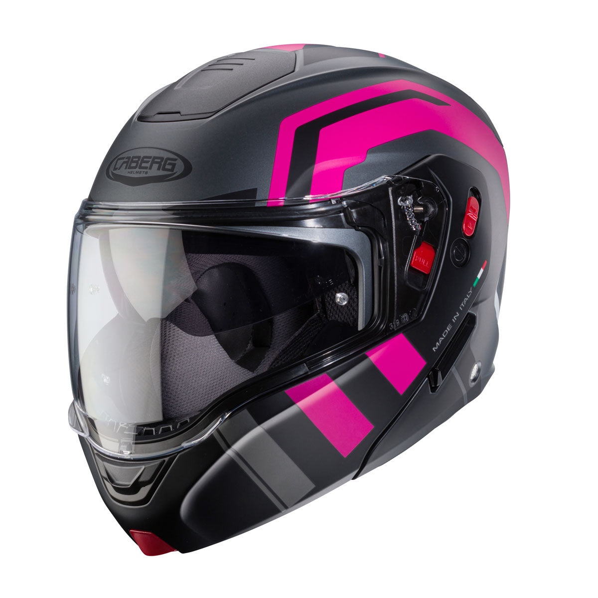 Caberg Horus X Flip Front Helmet Road - Matt Gun / Fuchsia / Black