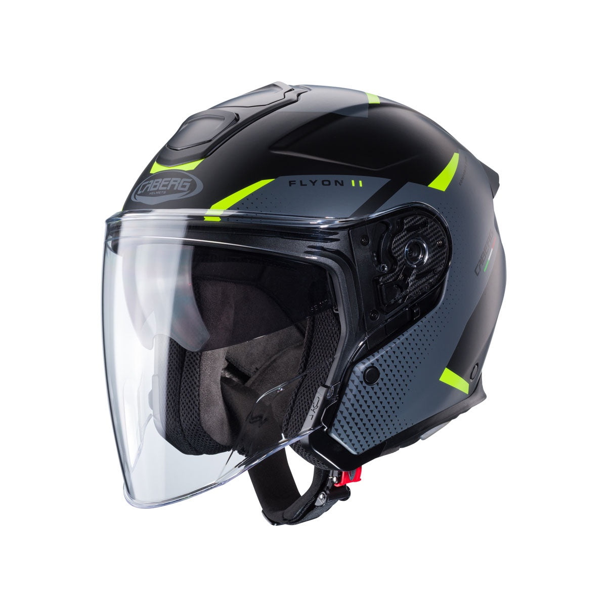 Caberg Flyon II Open Face Helmet Boss - Matt Black / Grey / Yellow