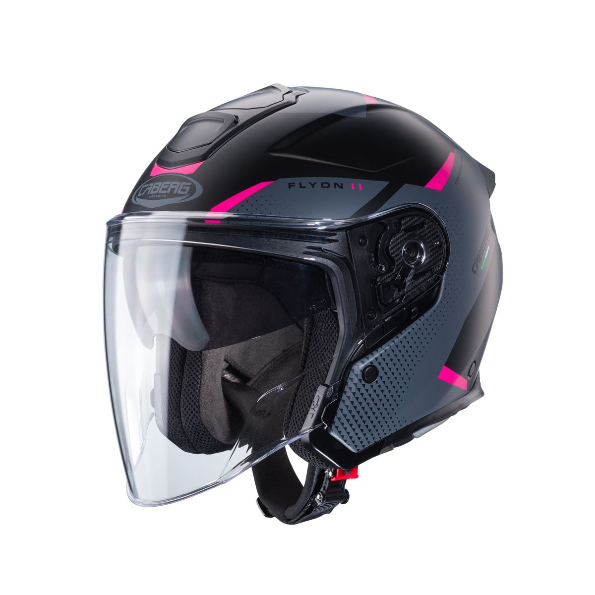 Caberg Flyon II Boss Open Face Helmet Matt Black / Grey / Fuchsia