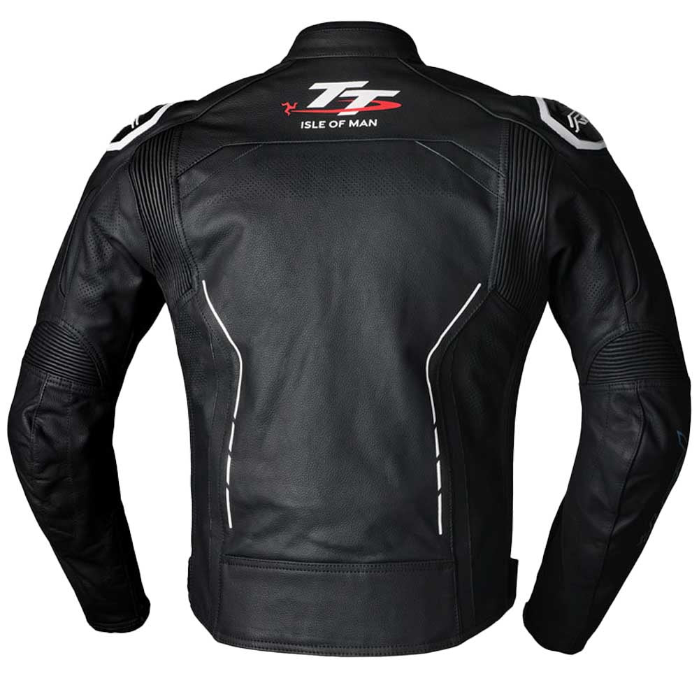 RST S1 CE Mens Leather Jacket - Iom Logo / Black / White