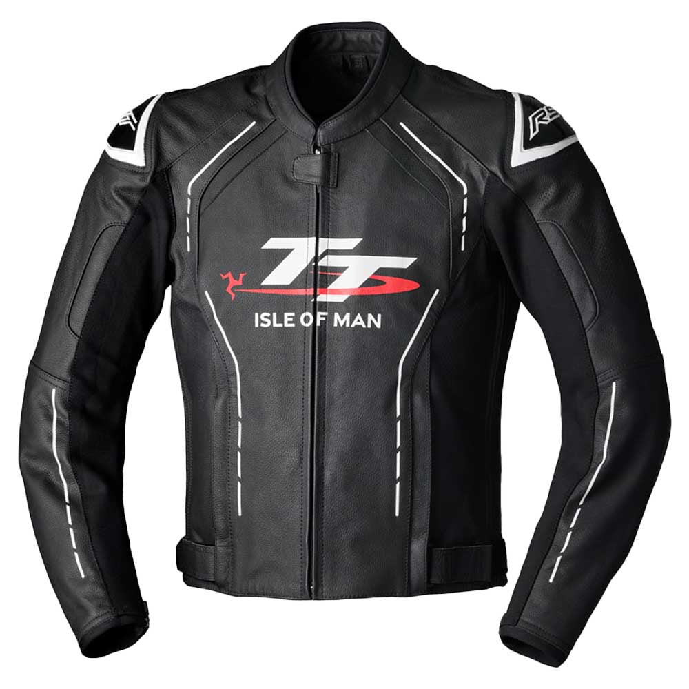 RST S1 CE Mens Leather Jacket - Iom Logo / Black / White