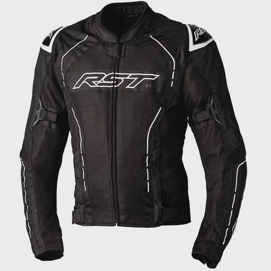 RST S1 Mesh CE Mens Textile Jacket - Black / White