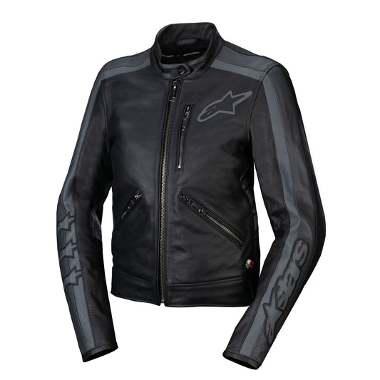 Alpinestars Stella Dyno Leather Jacket - Black / Tar Grey