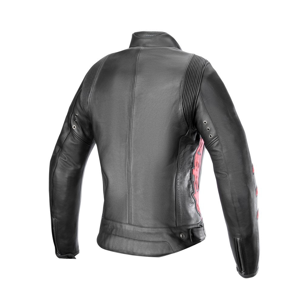 Alpinestars Stella Dyno Leather Jacket - Black / Haute Red